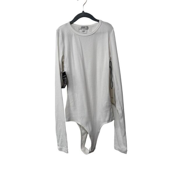 NWT AGOLDE Leila Long Sleeve Crewneck Bodysuit White XS - Picture 1 of 12